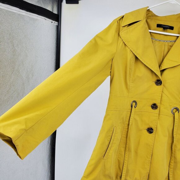 Sandro Studio Mustard Yellow Button Up Tie Waist Lightweight Spring Jacket Mediu - Picture 6 of 16